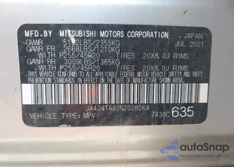 2022 Mitsubishi Outlander Es 2.5 S-Awc from USA, damaged, VIN JA4J4TA82NZ028264